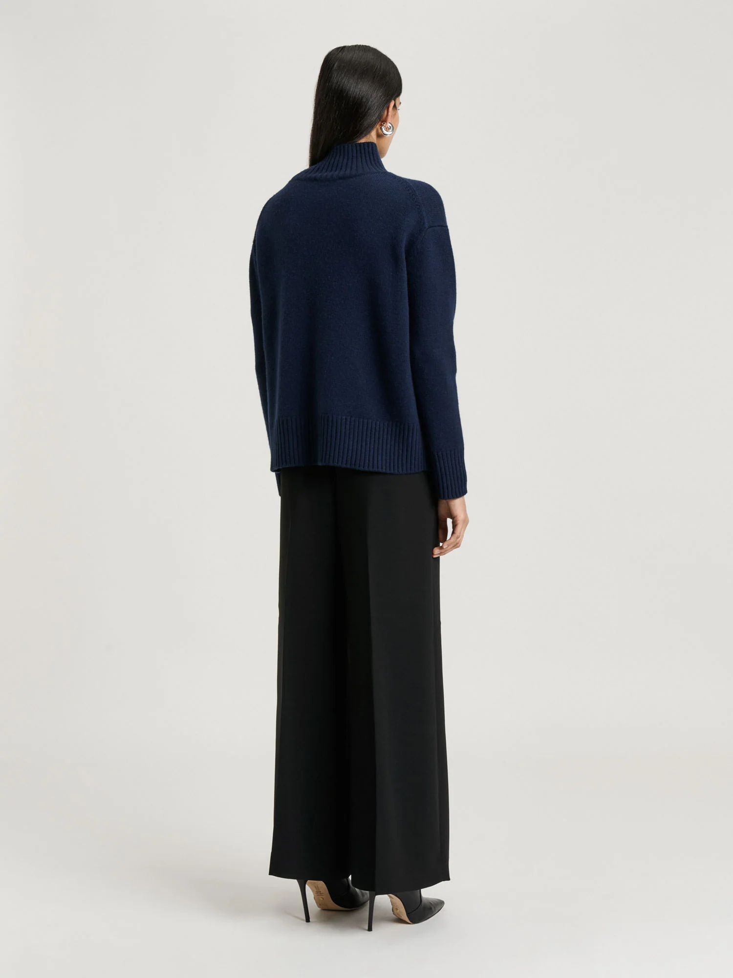 Merino Cashmere Blend Oversized Funnel Neck Sweater - Image 15