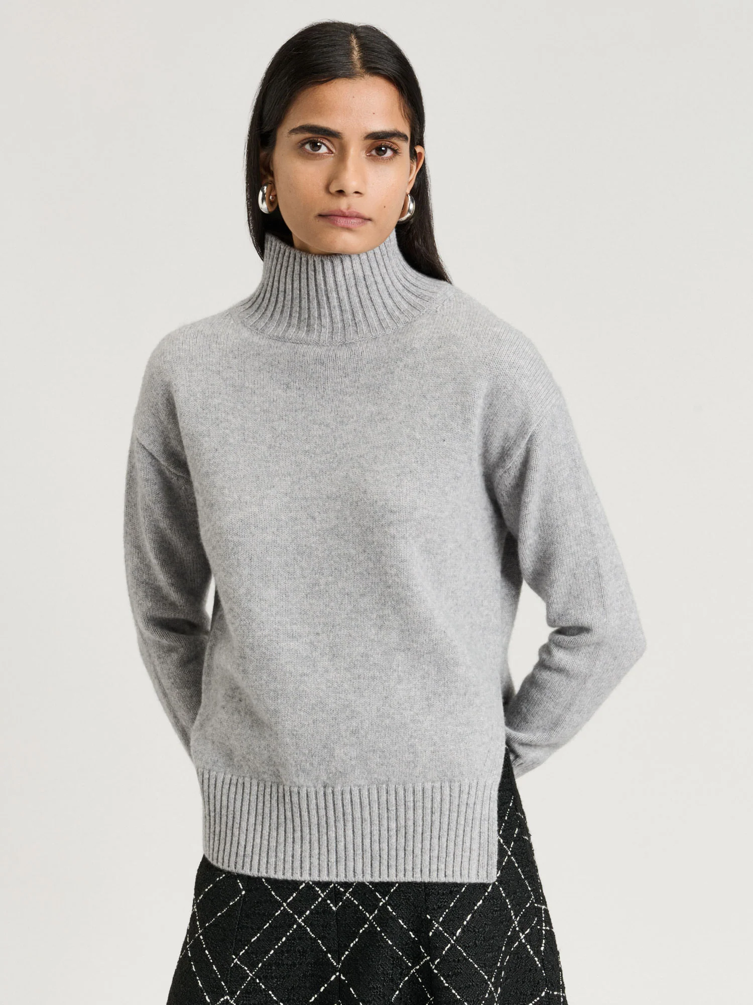 Merino Cashmere Blend Oversized Funnel Neck Sweater - Image 2