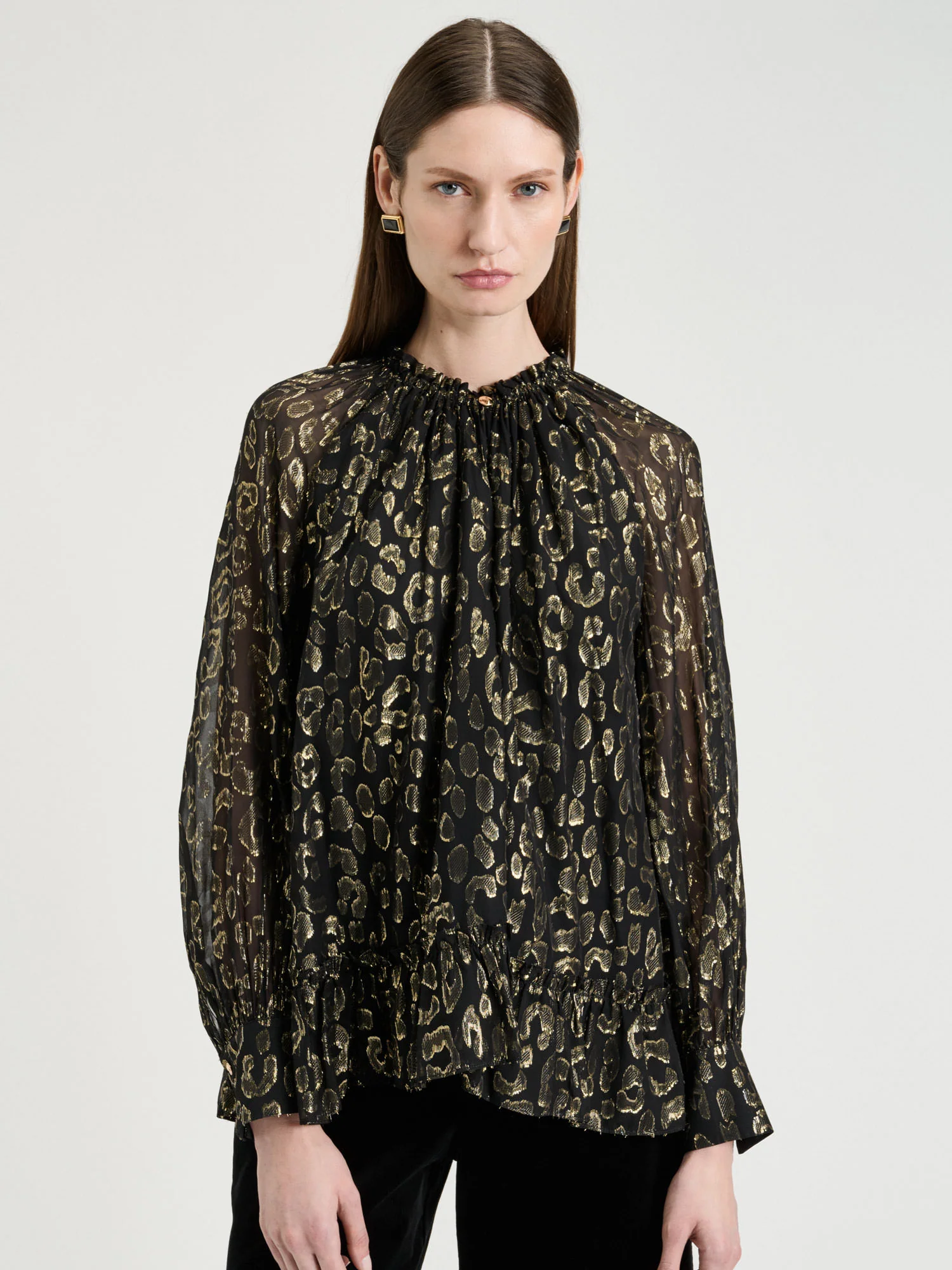Metallic Jacquard Georgette Blouse - Image 2