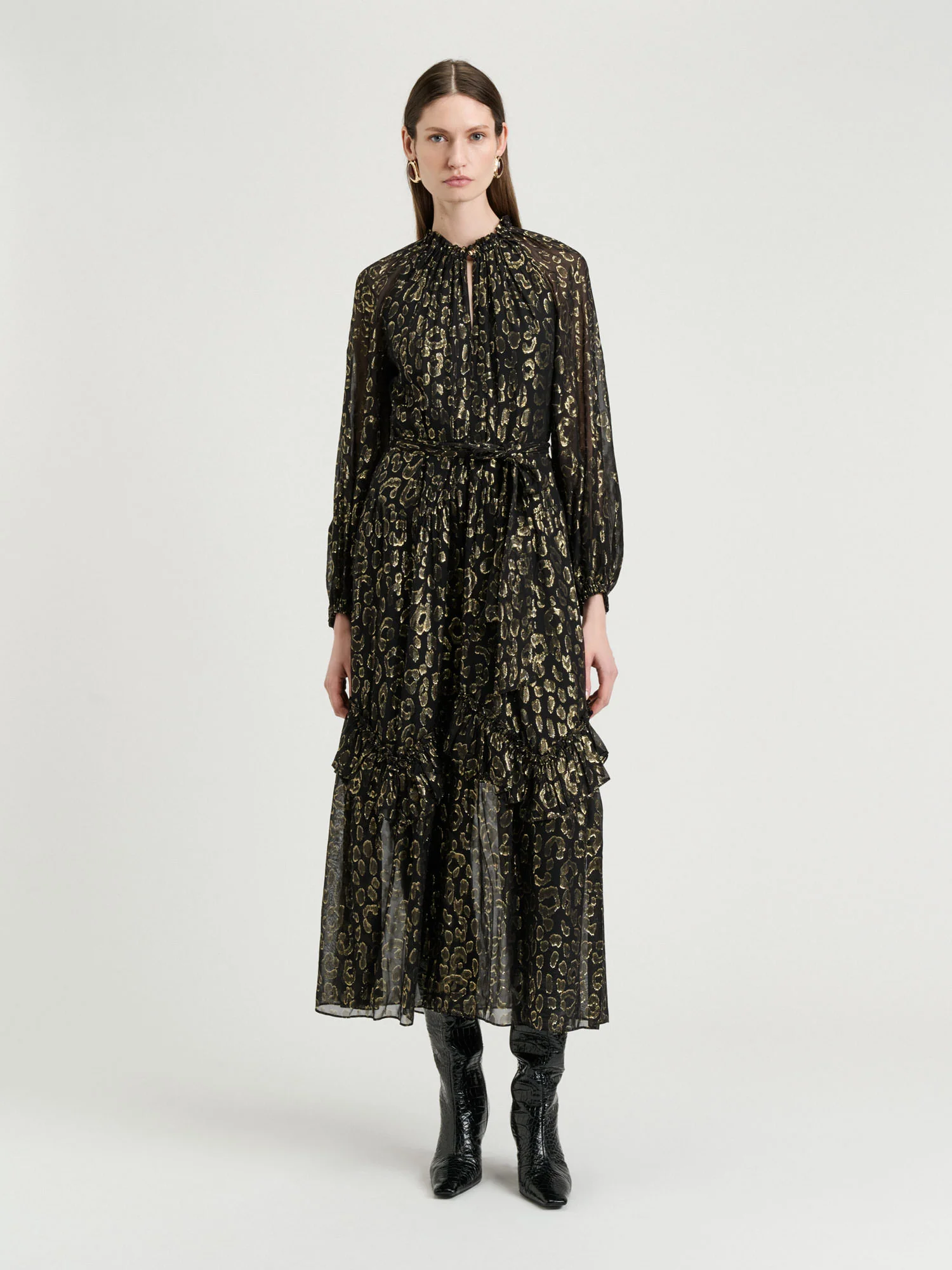 Metallic Jacquard Georgette Dress