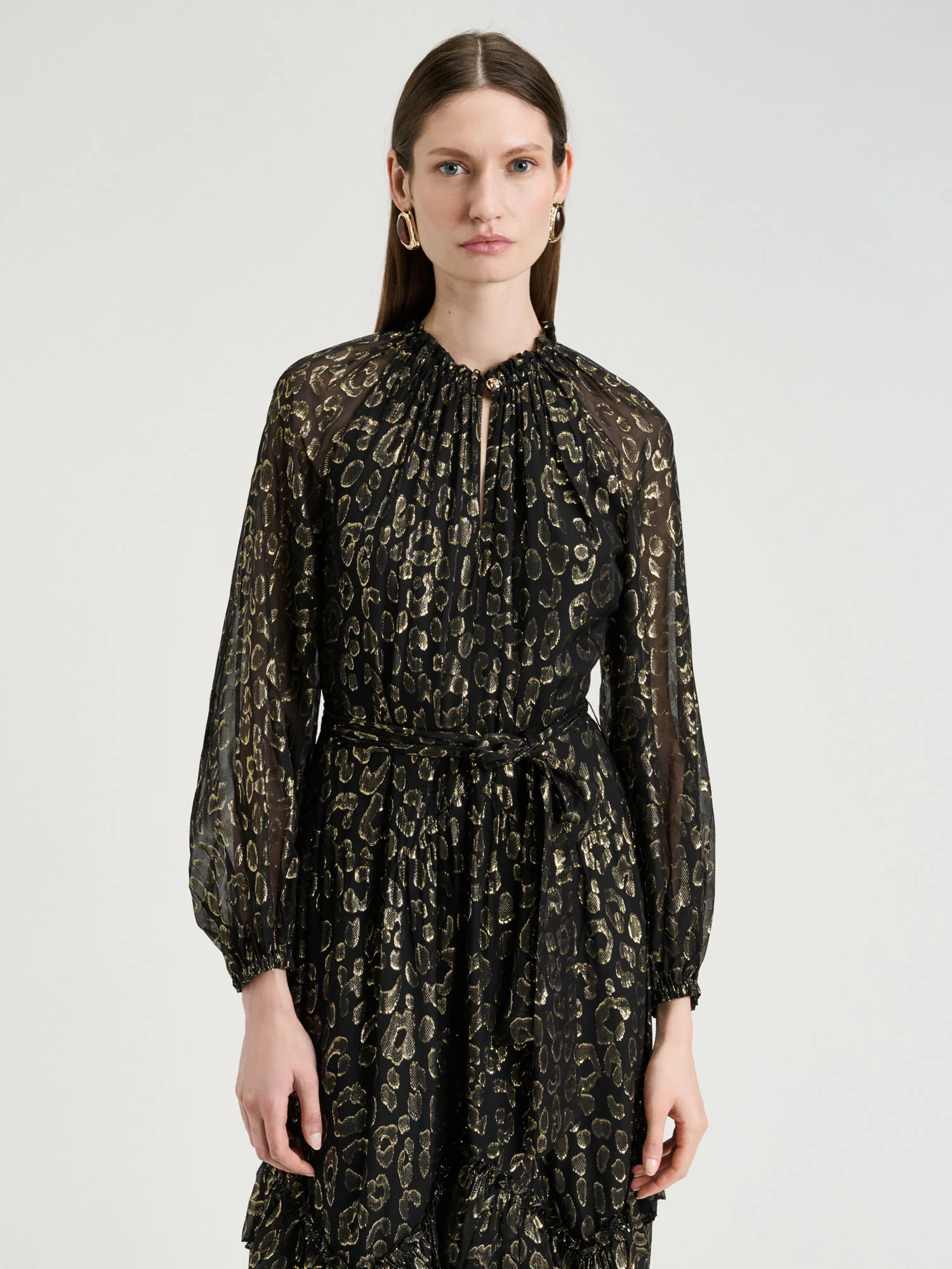 Metallic Jacquard Georgette Dress - Image 2