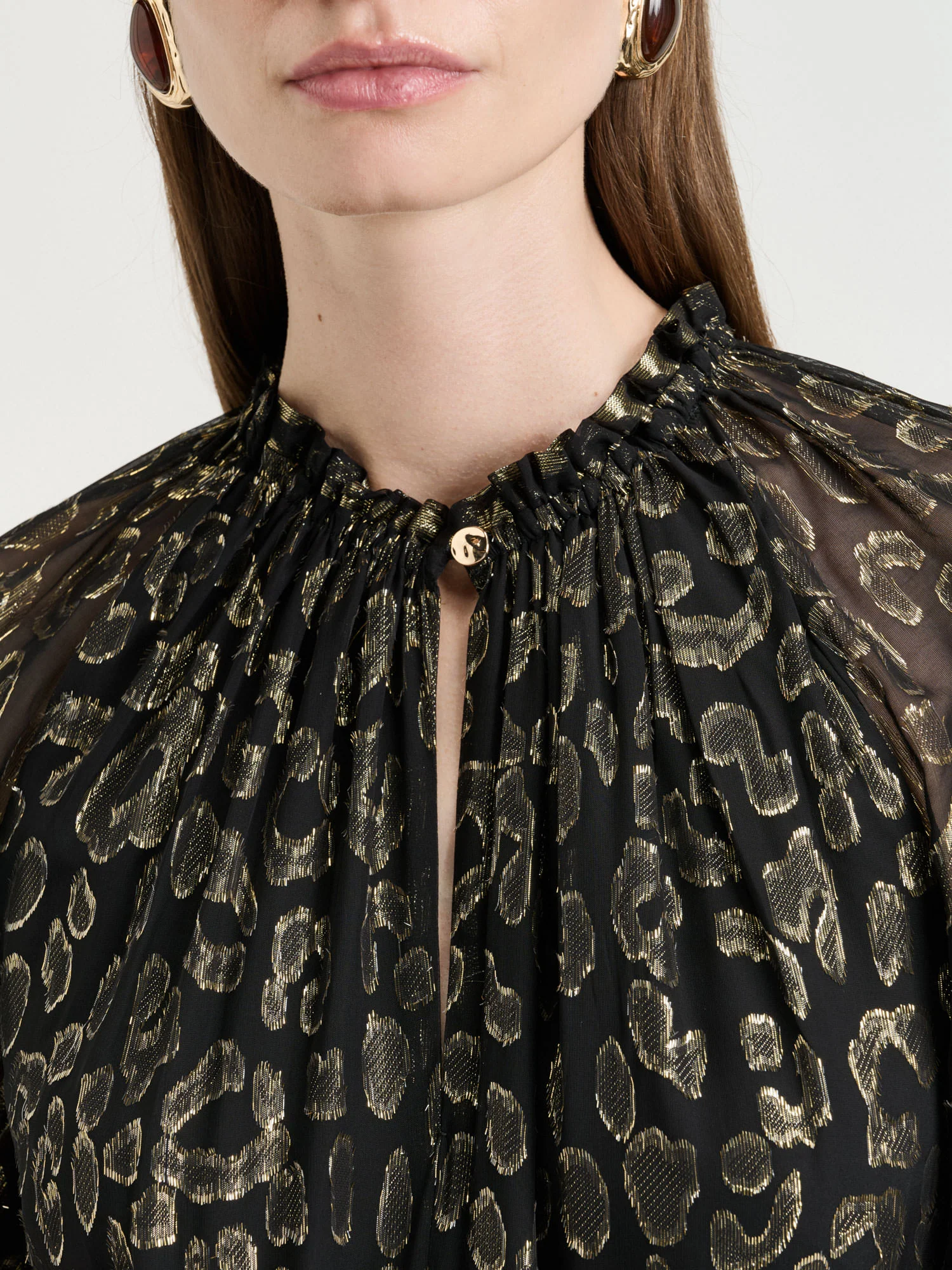 Metallic Jacquard Georgette Dress - Image 3