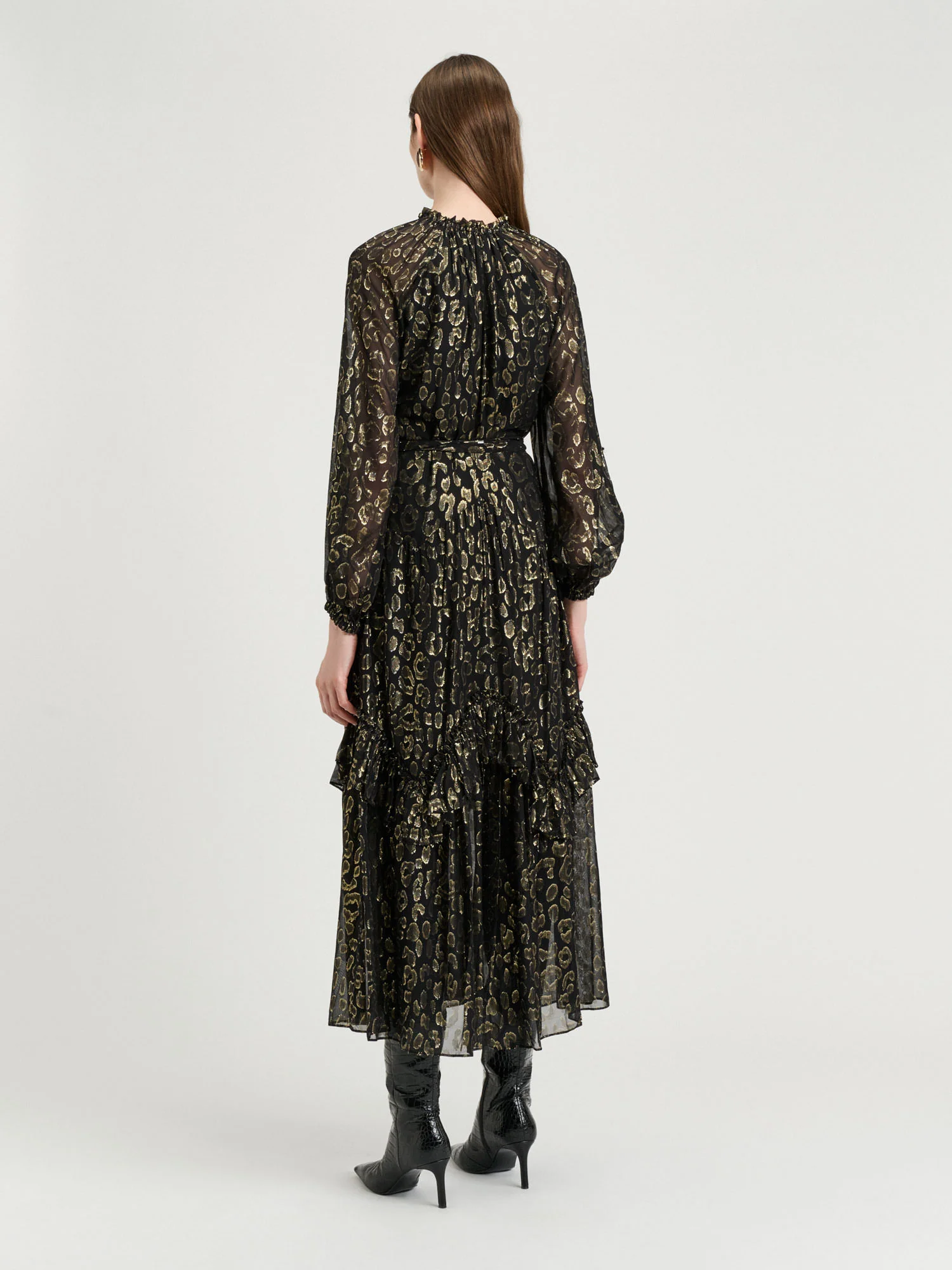 Metallic Jacquard Georgette Dress - Image 5