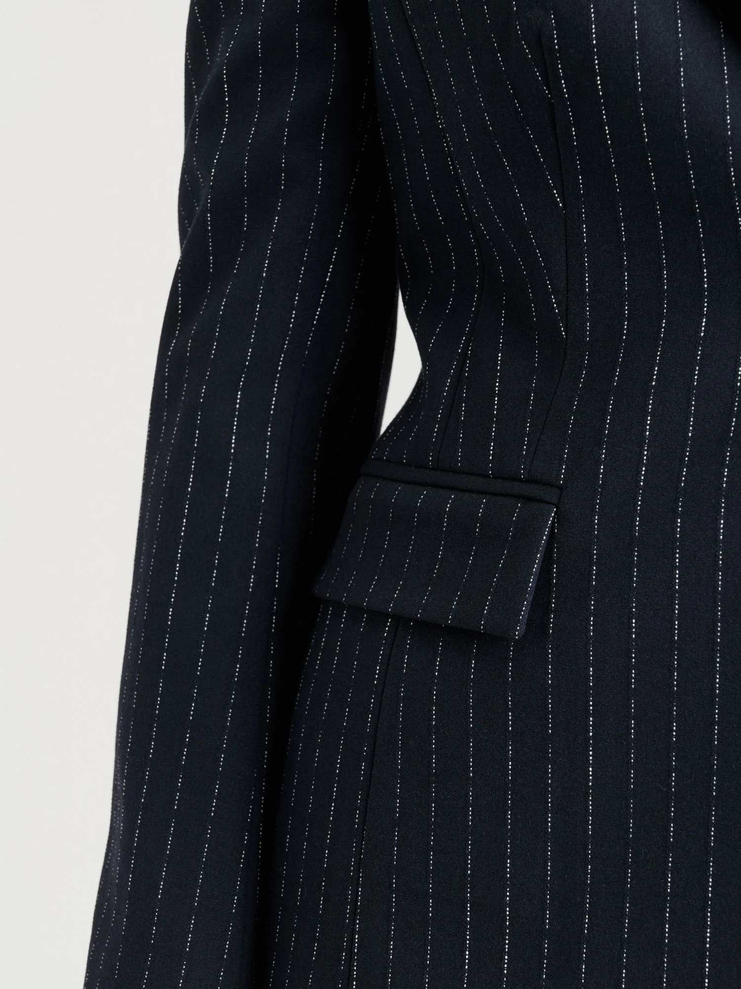 Navy Pinstripe Fitted Blazer - Image 3