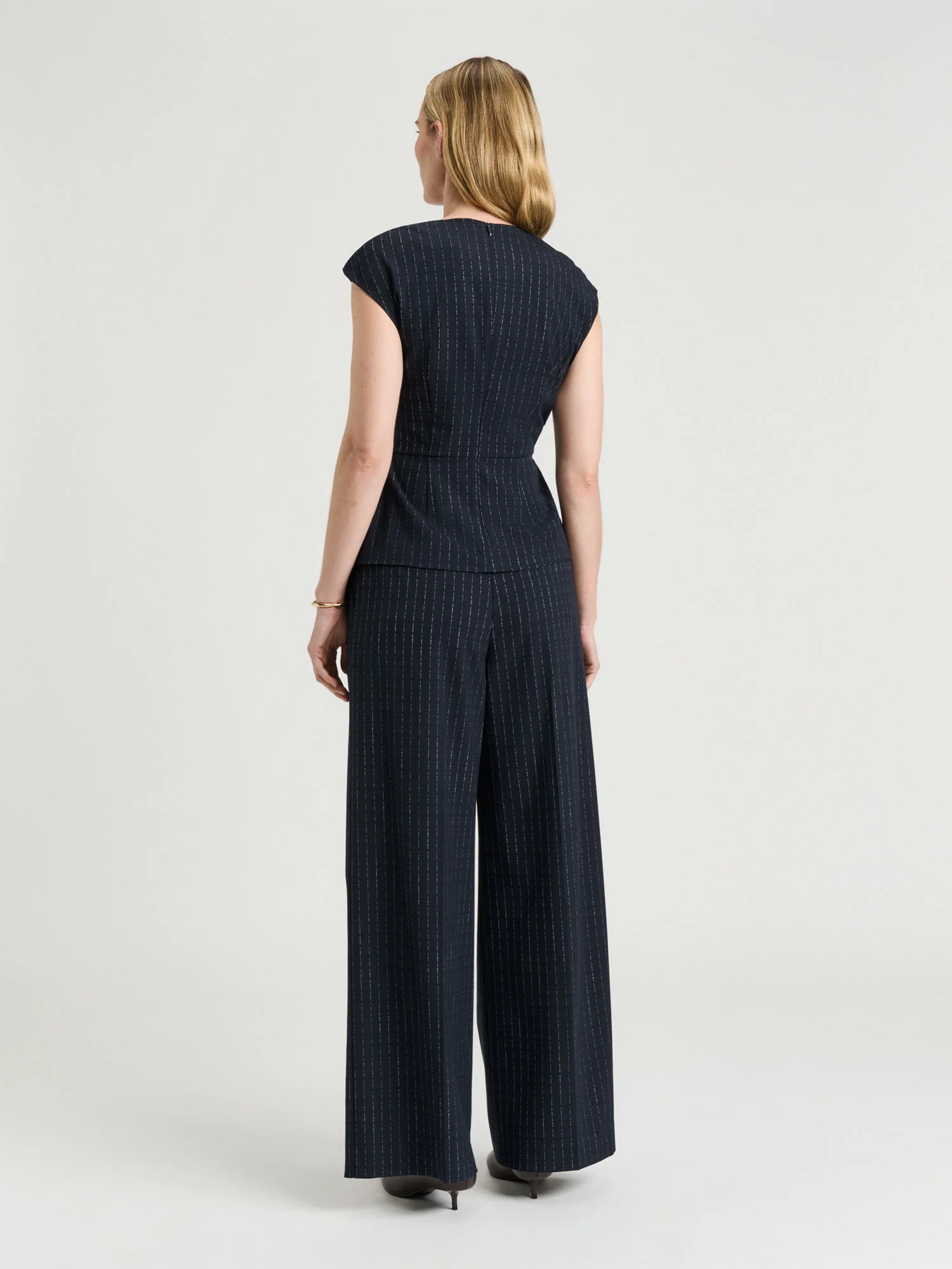 Navy Pinstripe Twist Top - Image 4
