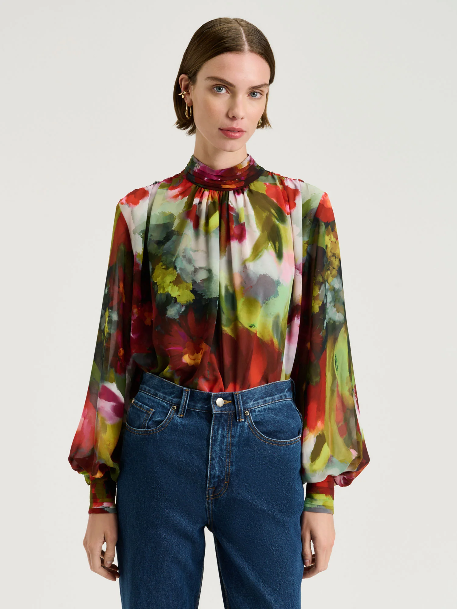 Painterly Bloom Georgette Blouse