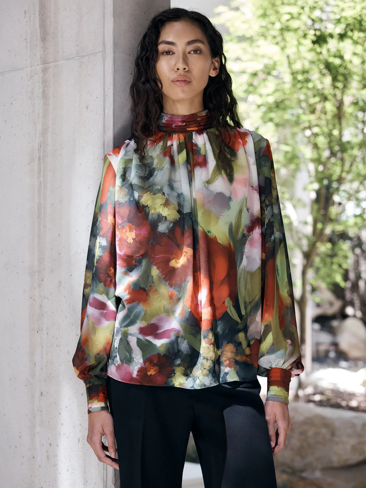 Painterly Bloom Georgette Blouse - Image 7