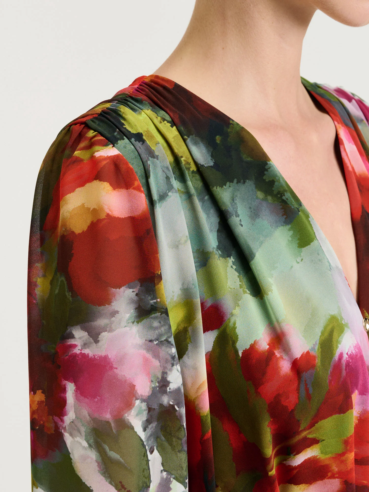 Painterly Bloom Georgette Mini Dress - Image 3
