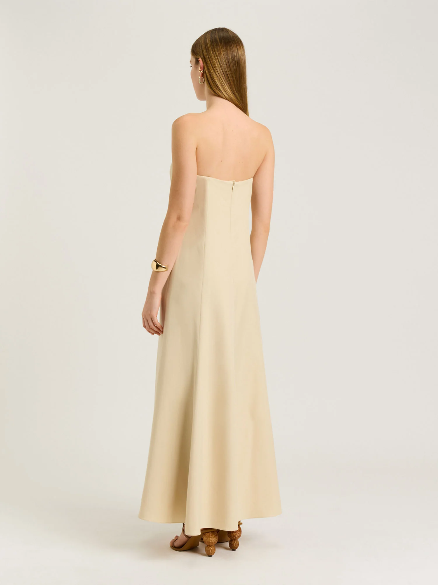Palm Embroidery Strapless Maxi Dress - Image 3