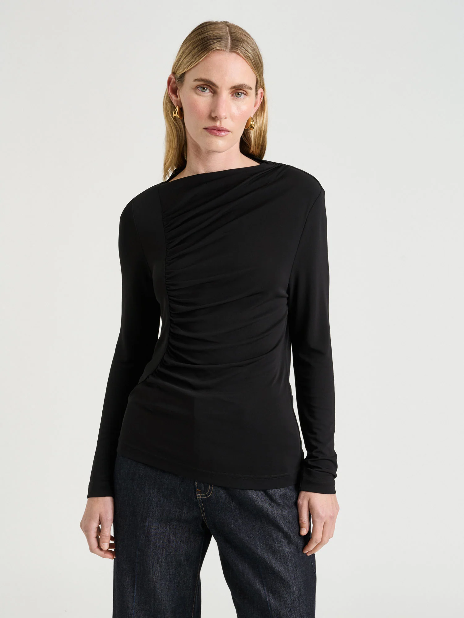 Plain Drapey Jersey Crepe Top - Image 2