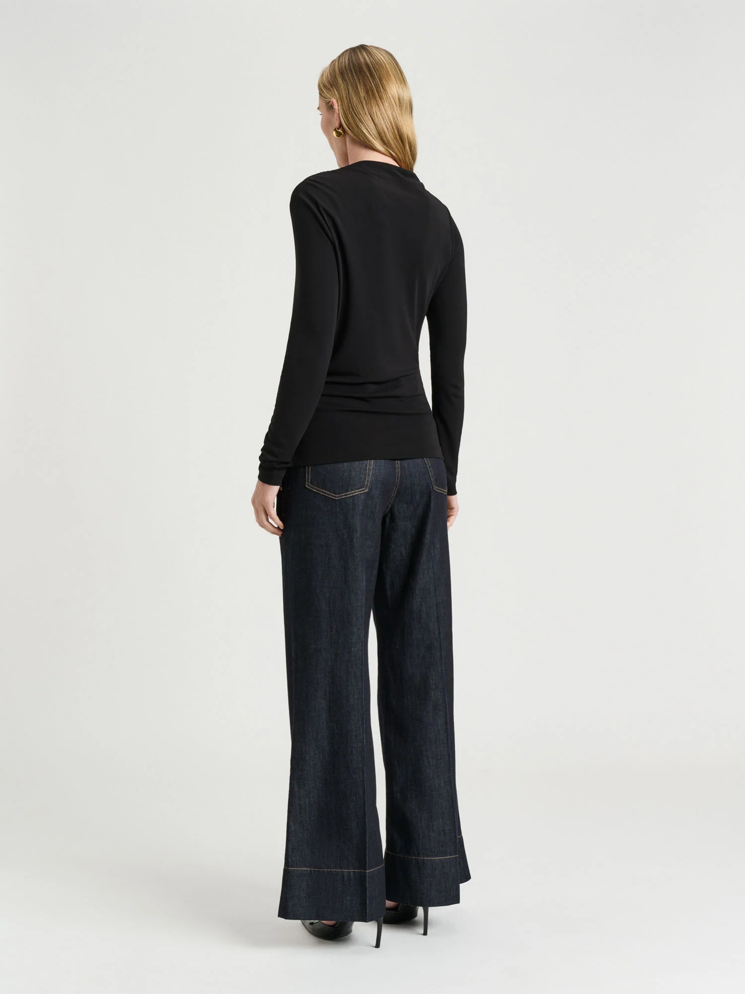 Plain Drapey Jersey Crepe Top - Image 4