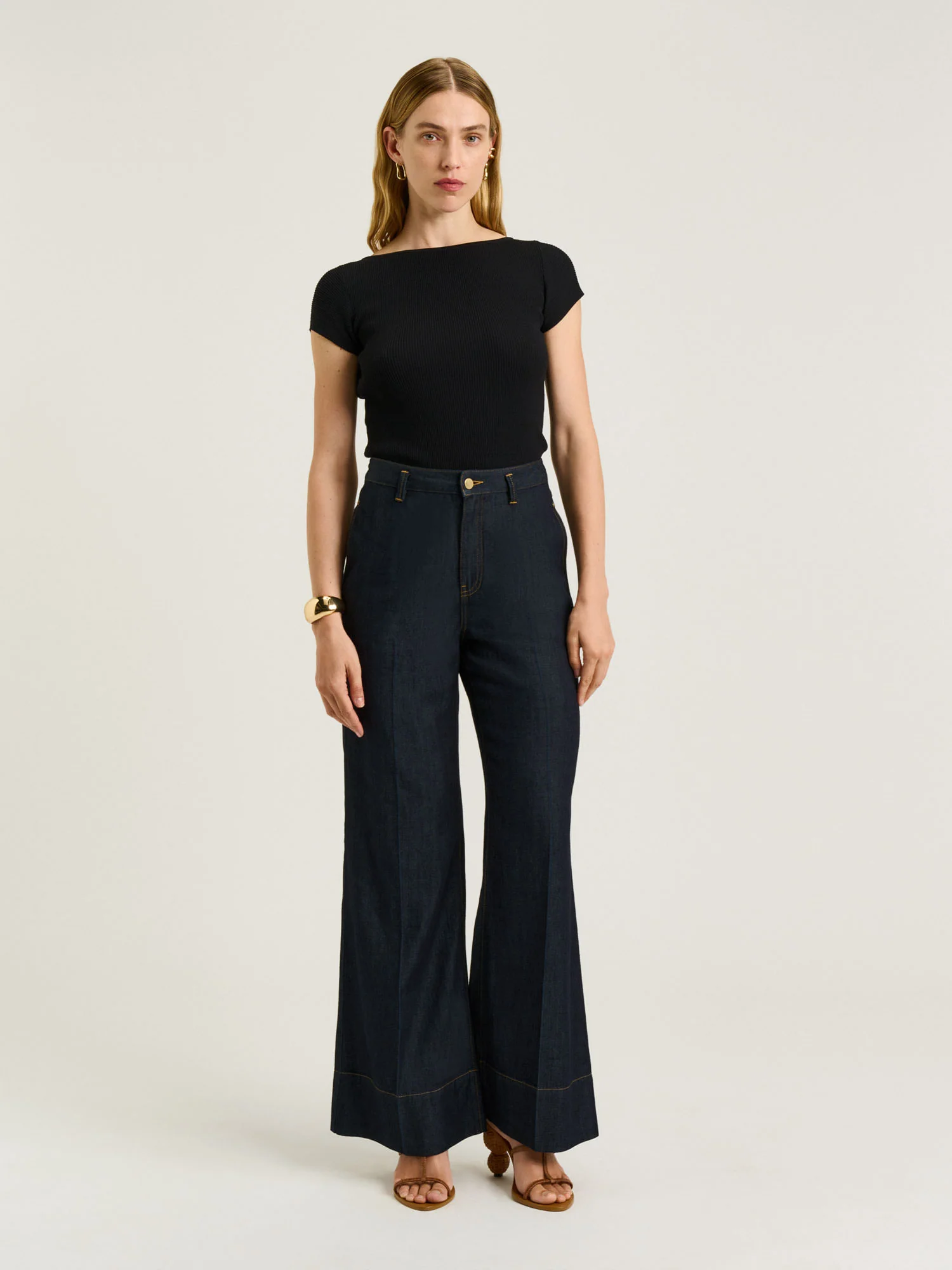 Ribbed Cap Sleeve Boat Neck Knit - Image 6
