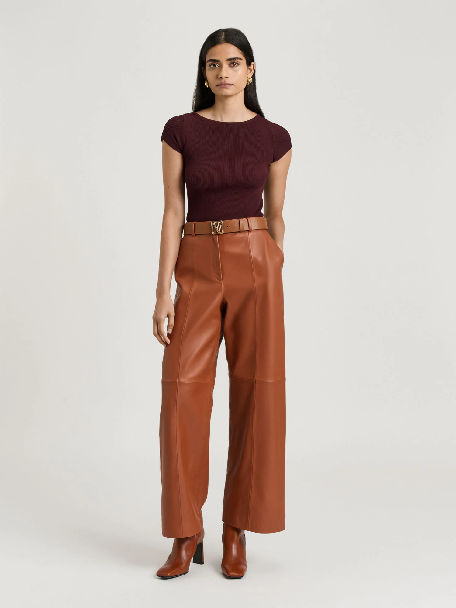 Ribbed Cap Sleeve Boat Neck Knit - Image 5
