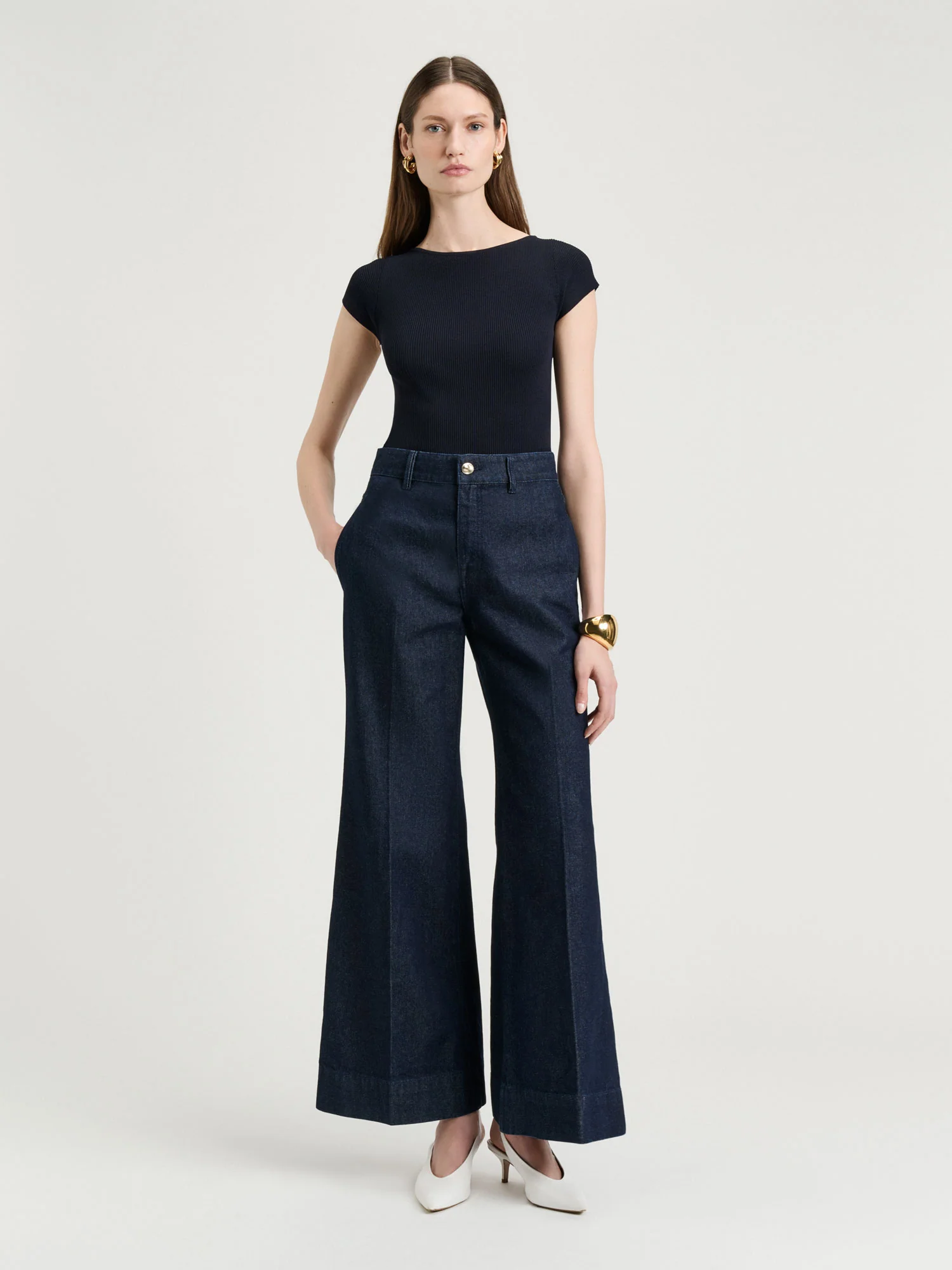 Ribbed Cap Sleeve Boat Neck Knit - Image 12