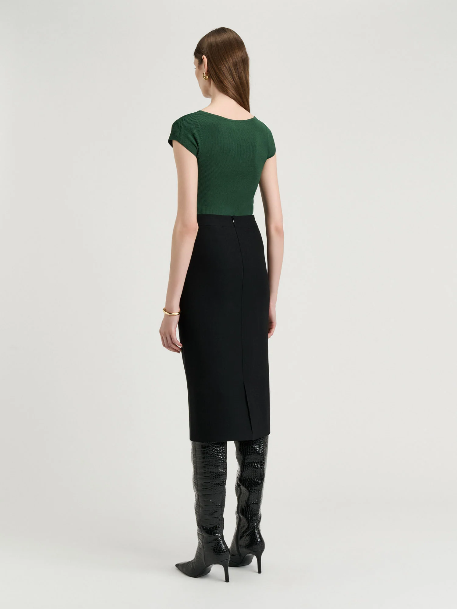 Ribbed Cap Sleeve Boat Neck Knit - Image 3