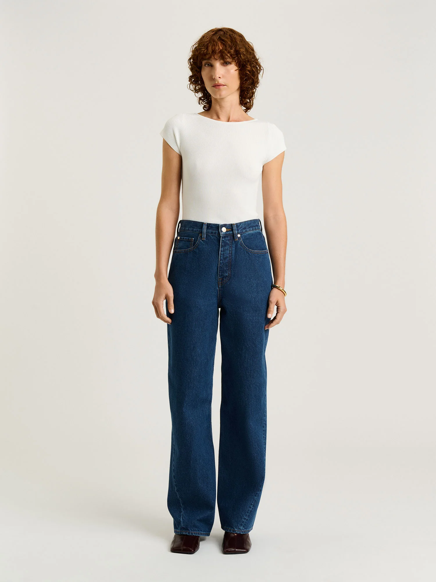 Ribbed Cap Sleeve Boat Neck Knit - Image 6
