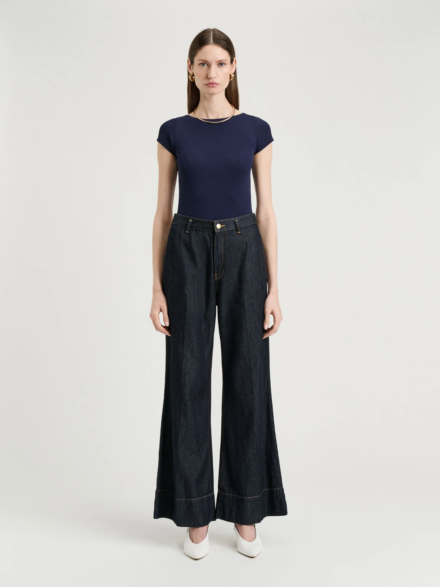 Ribbed Cap Sleeve Boat Neck Knit - Image 9