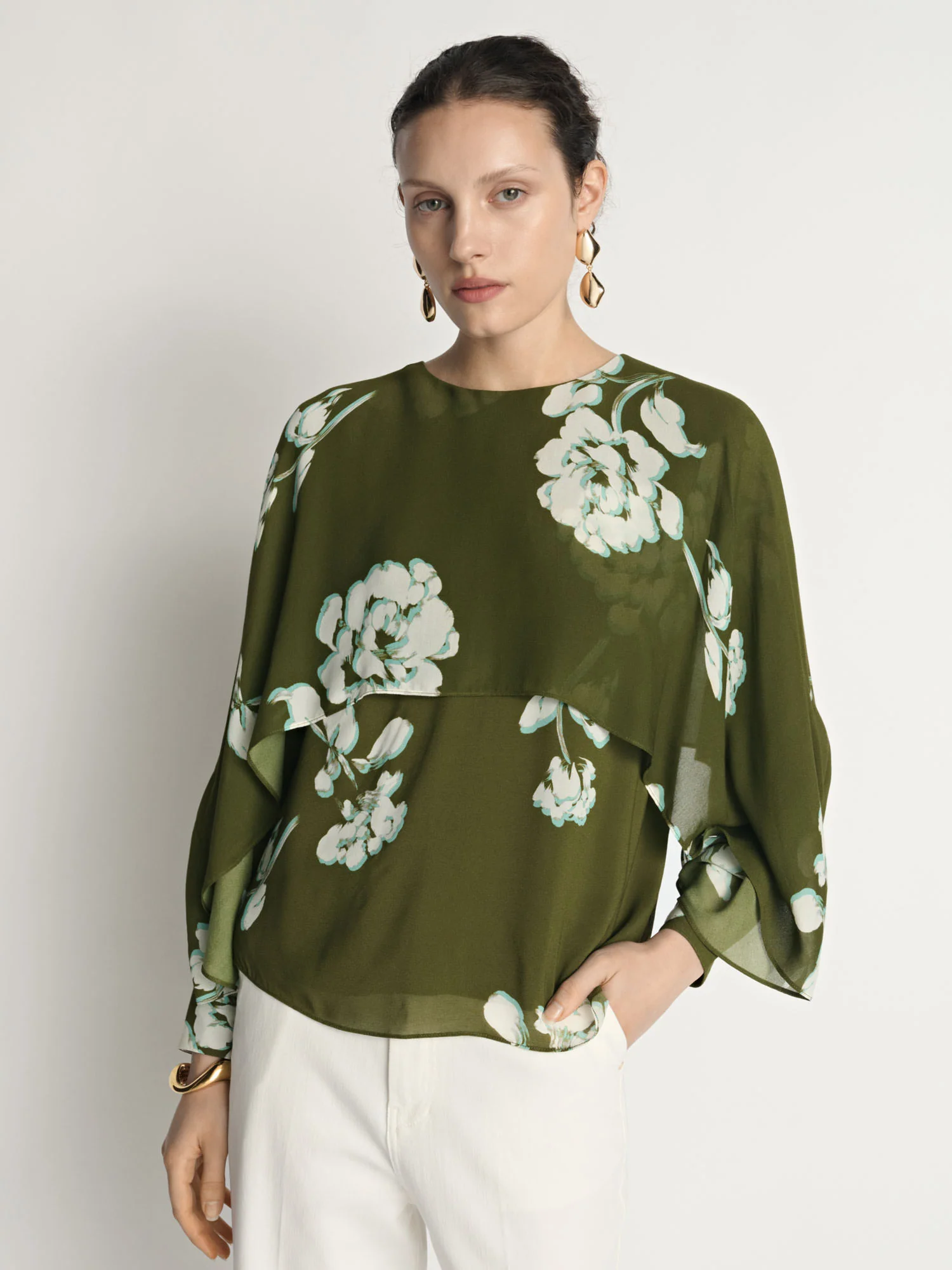 Stamp Floral Georgette Blouse - Image 2