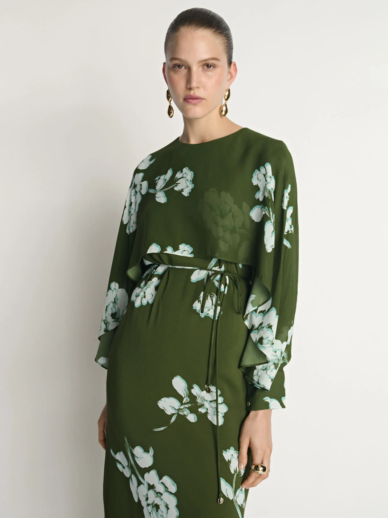 Stamp Floral Georgette Midi Dress - Image 2