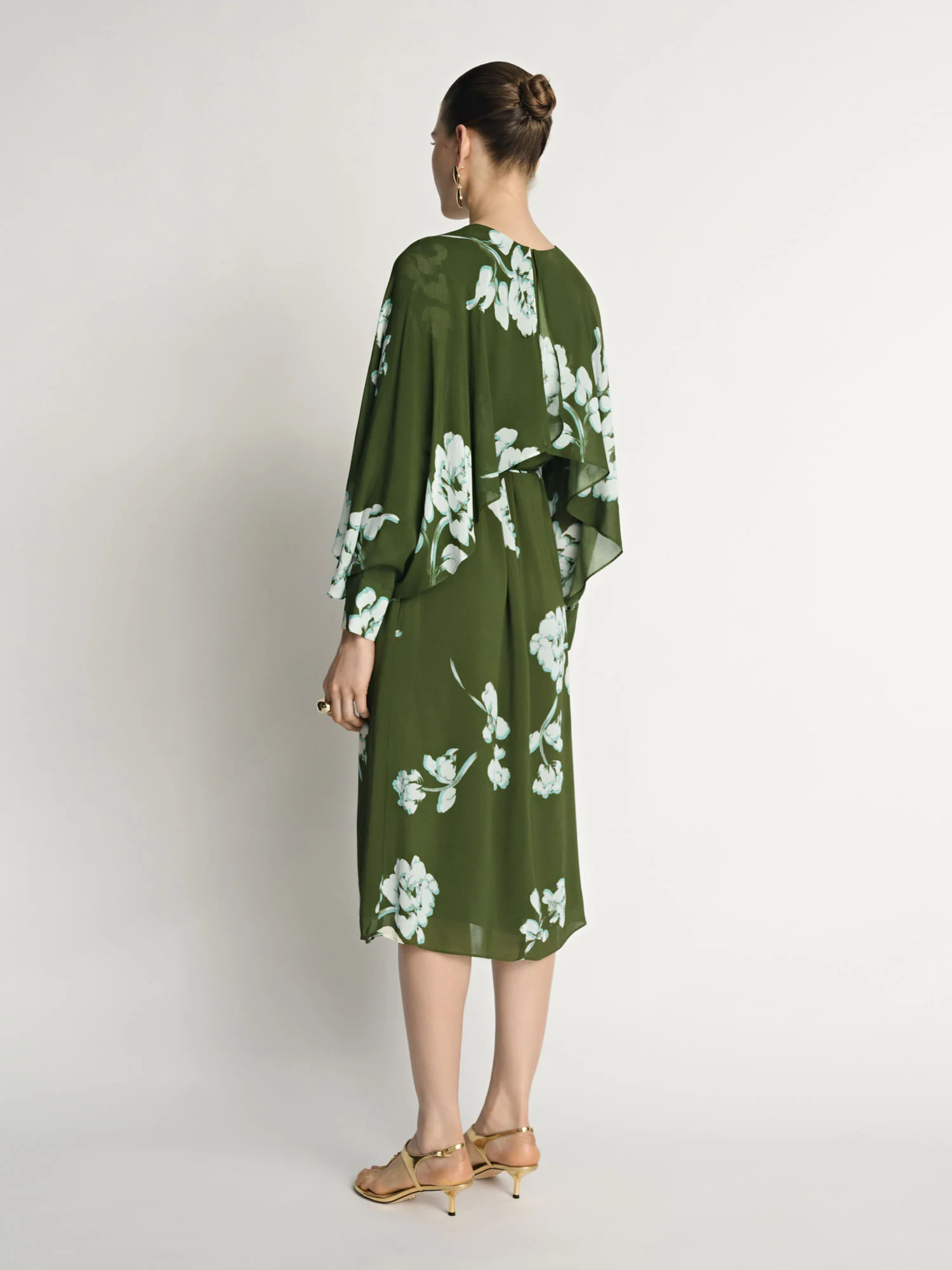 Stamp Floral Georgette Midi Dress - Image 4