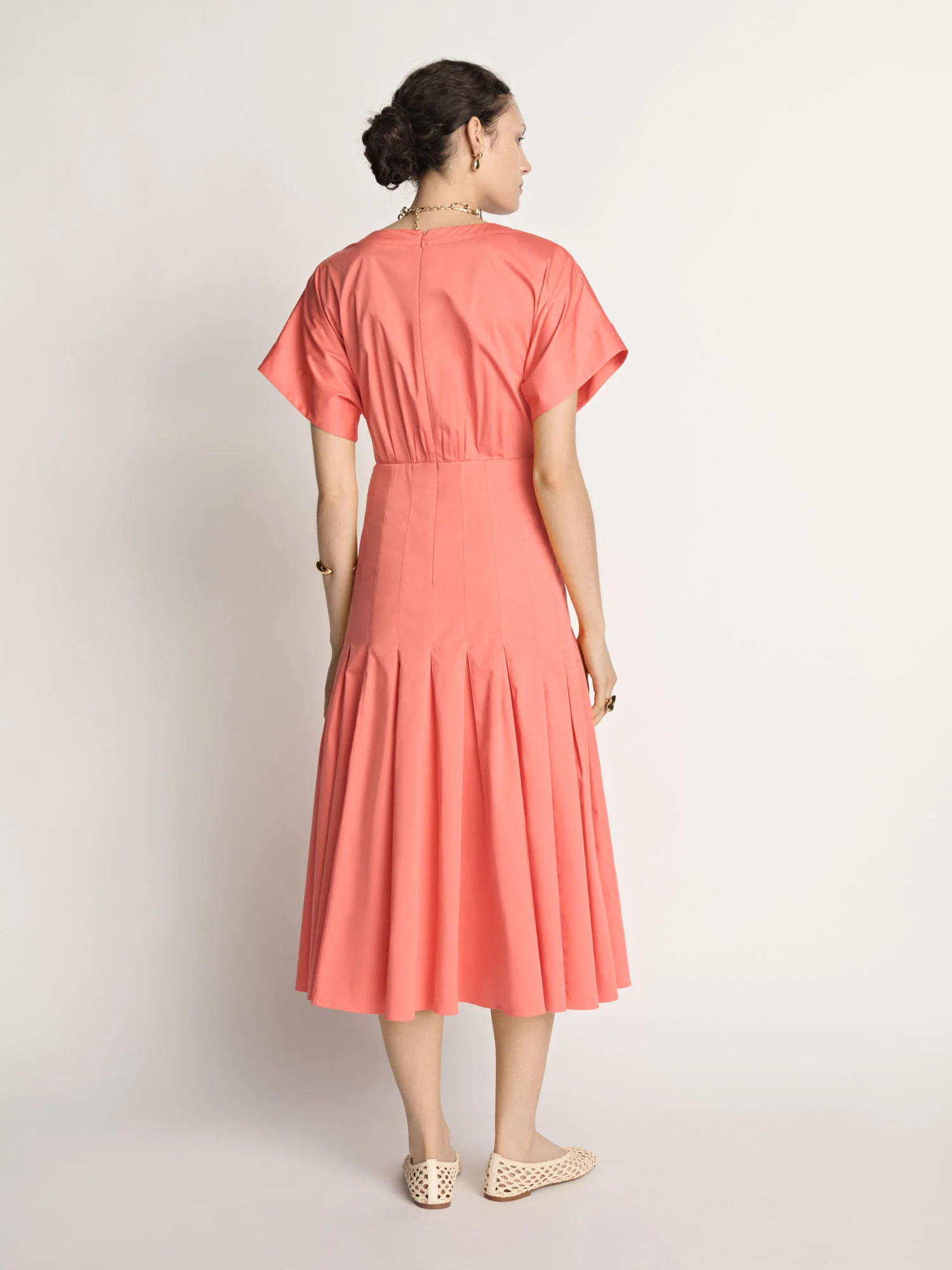 Stretch Cotton Pleat Midi Dress - Image 4