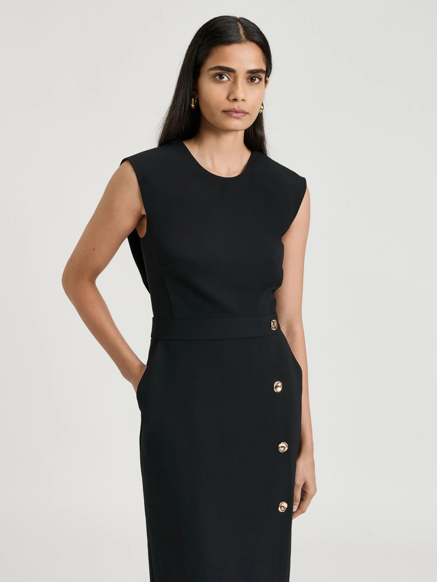 Stretch Crepe Pencil Dress - Image 2