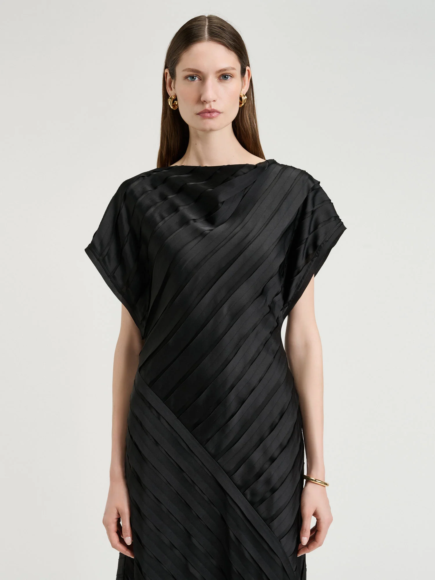 Strip Satin Bias Midi Dress - Image 2
