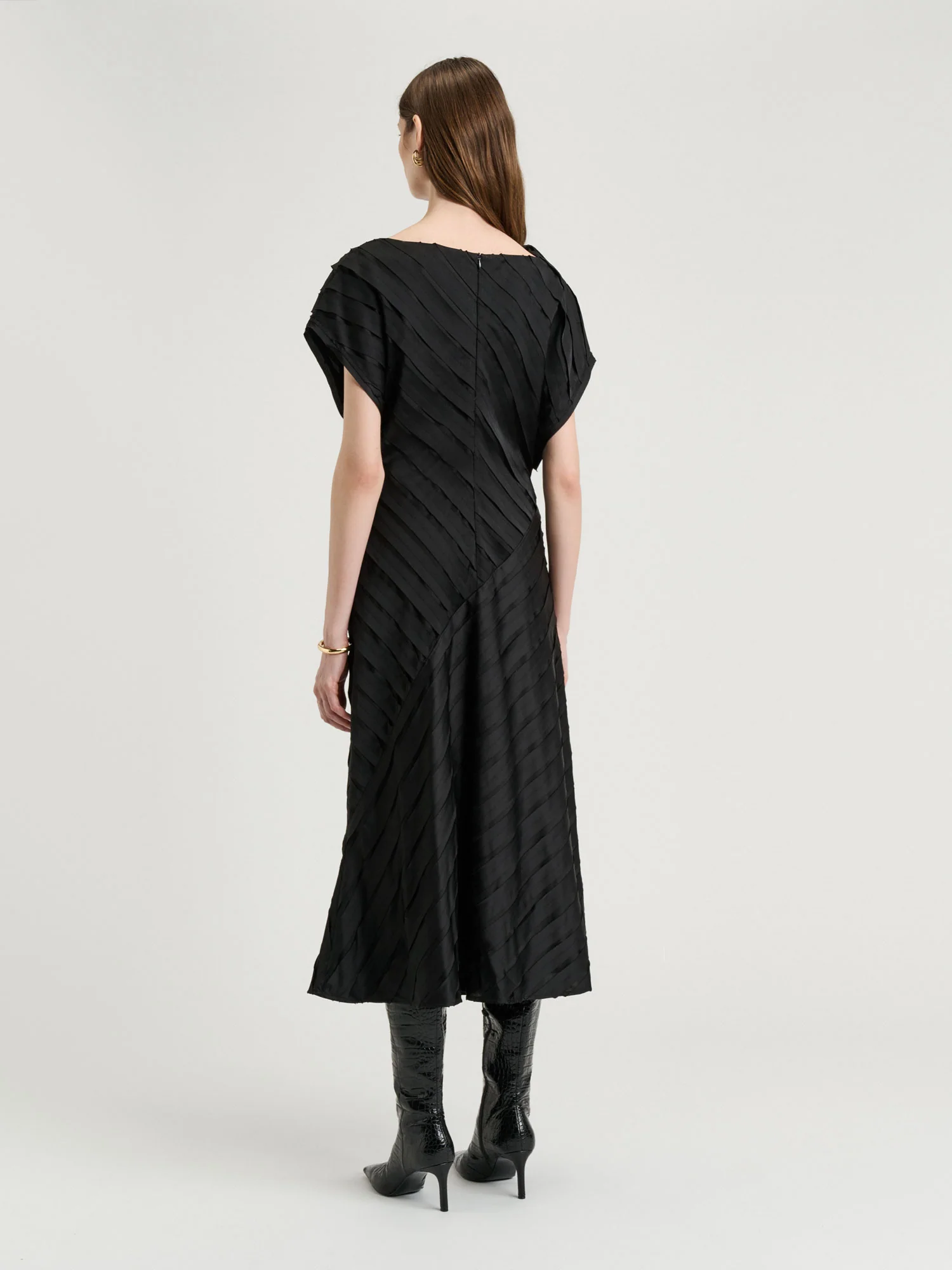 Strip Satin Bias Midi Dress - Image 4