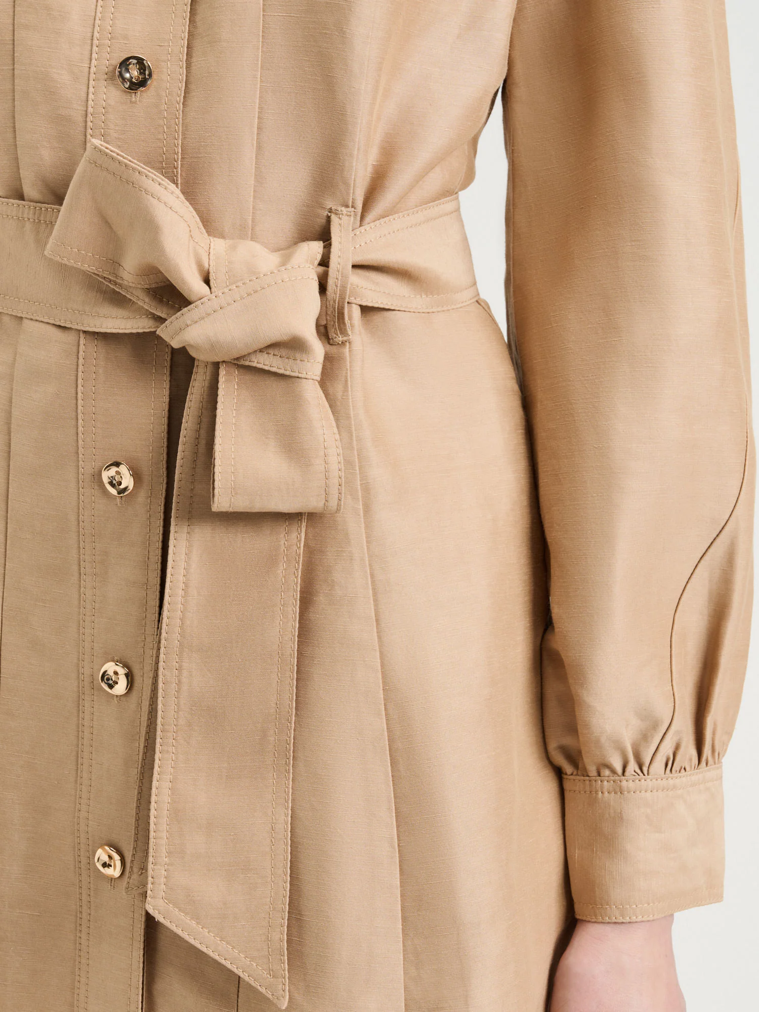 Taupe Linen Viscose Midi Shirtdress - Image 4
