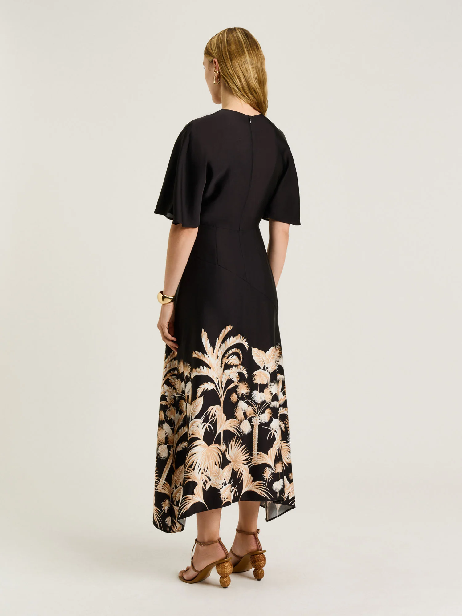 Tropical Border Satin Midi Dress - Image 4