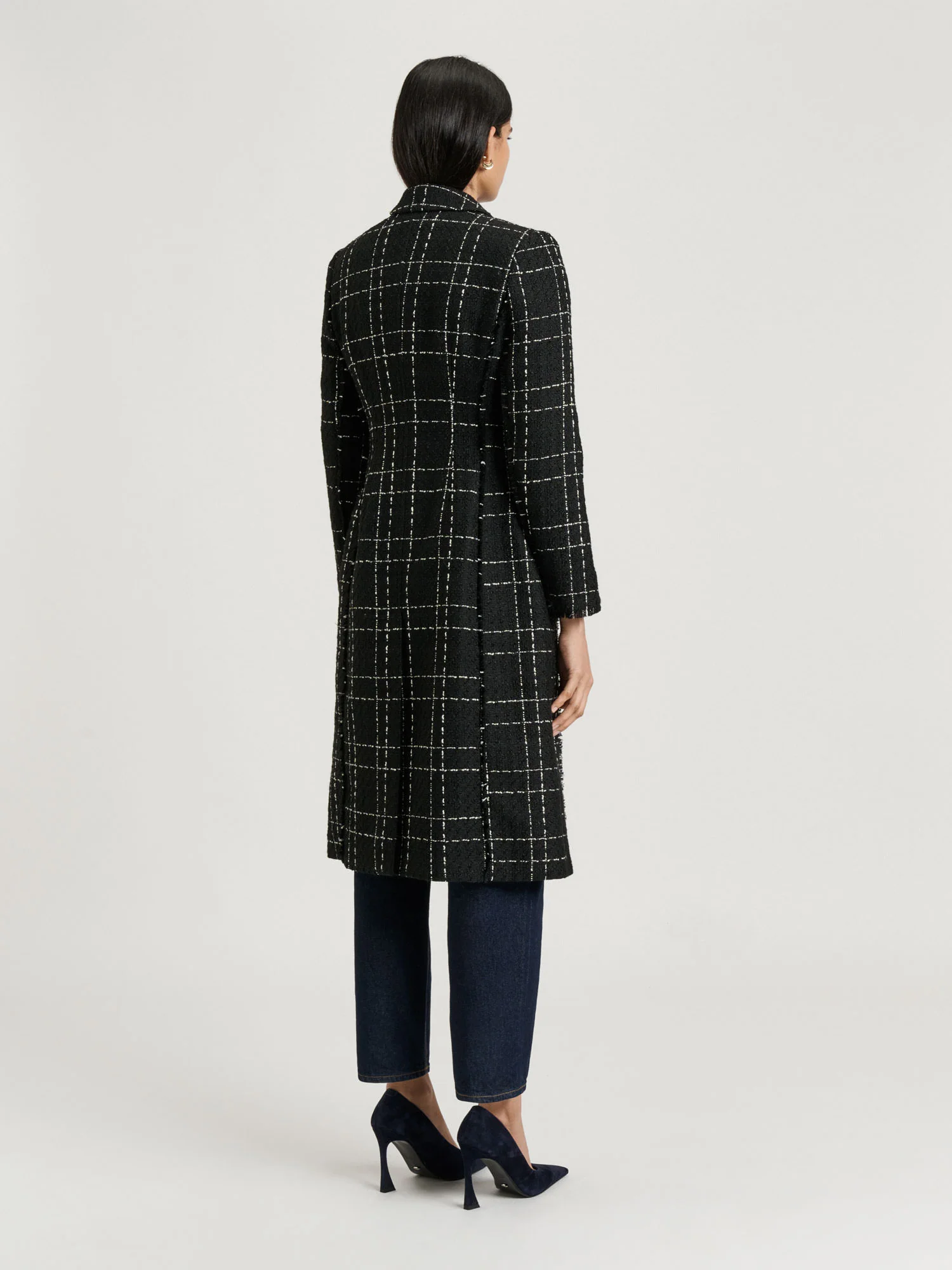 Tweed Wide Check Two Button Coat - Image 4