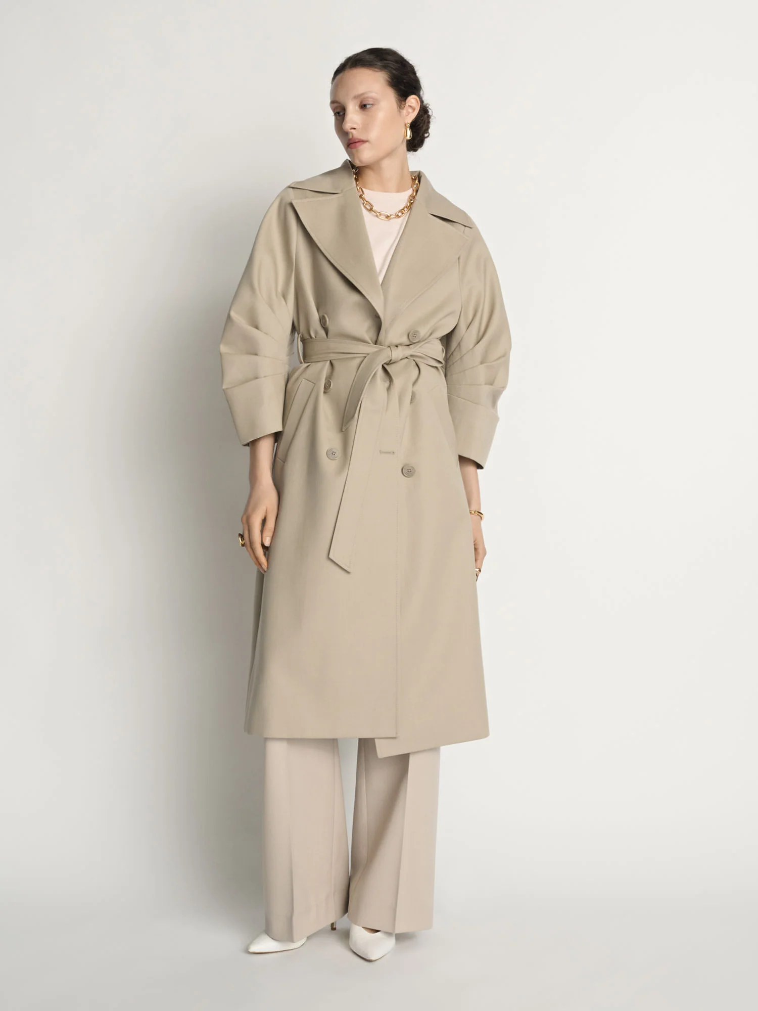 Wool Cocoon Sleeve Trench
