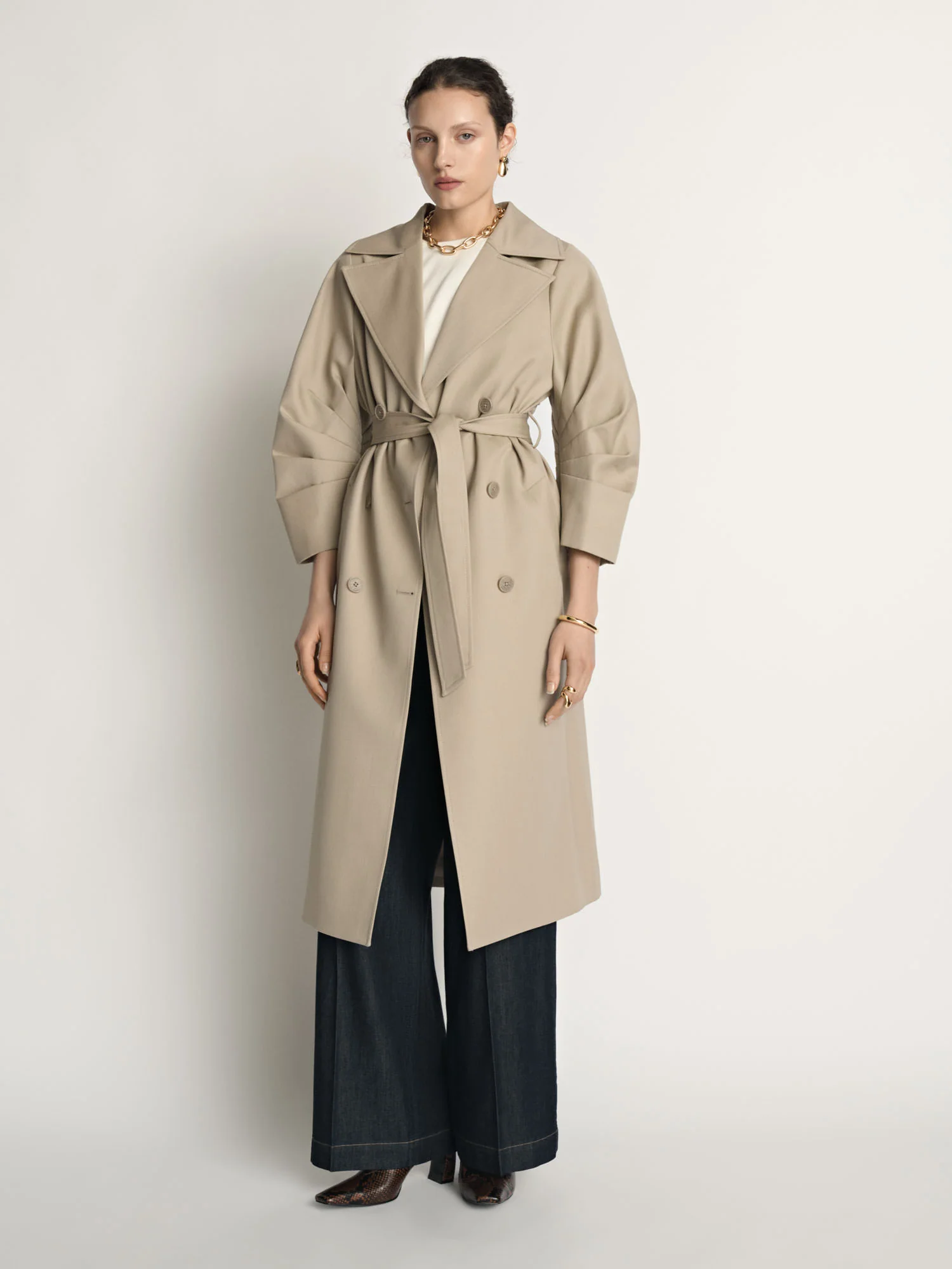 Wool Cocoon Sleeve Trench - Image 2
