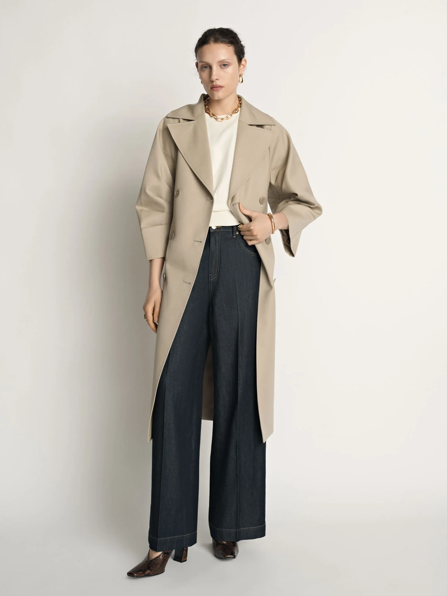 Wool Cocoon Sleeve Trench - Image 6